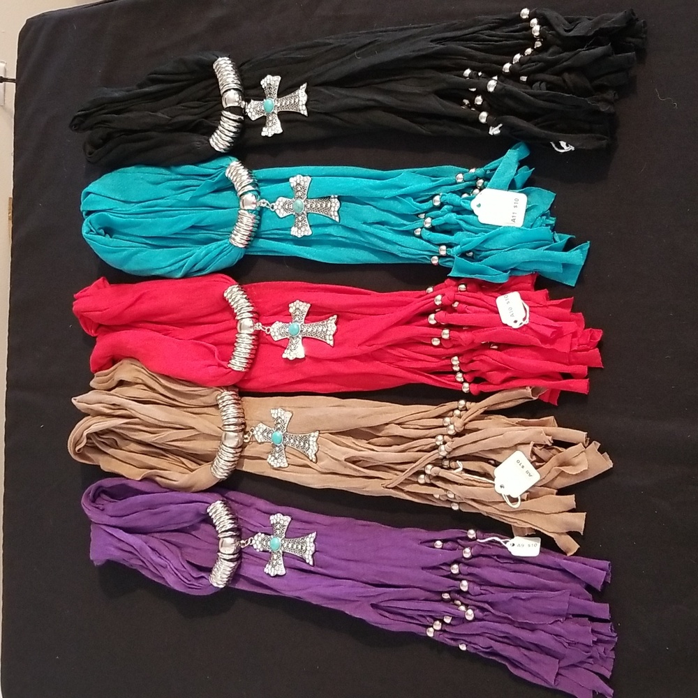 60" Turqouise and Rhinestone Scarf/Belt